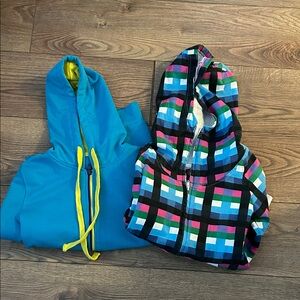 Price for 2 Woman Blue and Multicolor Hoodies